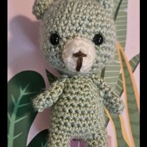 Charming Mint Green Crochet Bear Plush